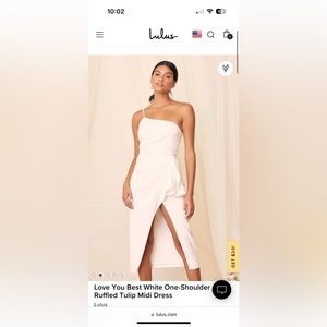 Lulu’s white one shoulder midi dress (brand new)